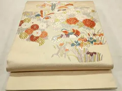 平和屋着物◎太鼓柄袋帯　唐織　花鳥文　金糸　正絹　逸品　CABD2131qe