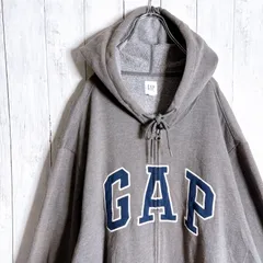 【海外モデル/入手困難】ギャップ GAP グレー フルジップパーカー デカロゴ  #99
