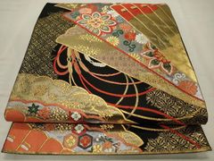 平和屋着物●本場結城紬　重要無形文化財　100亀甲　風景文　正絹　逸品　DABB9769du 平和屋本店□極上 本場結城紬 重要無形文化財 100亀甲 奥庄謹製 雲取り