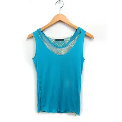 レイビームス Ray Beams 2点セット レース レイヤード タンクトップ インナー付き ターコイズブルー 青 /FT8