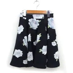 トランテアン ソン ドゥ モード 31 Sons de mode フレア スカート ひざ丈 フラワープリント サイドジップ 36 黒 ブラック /NT31