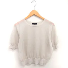 グリーンレーベルリラクシング ユナイテッドアローズ green label relaxing サマーニット カットソー シアー 丸首 リブ袖 半袖 ベージュ 薄茶 /TT21