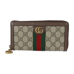 GUCCI グッチ オフィディア 長財布 604149 PVC レザー  ベージュ エボニー レッド グリーン ゴールド金具 GGスプリーム シェリーライン ラウンドファスナー GG ジップアラウンドウォレット DIYコレクション 