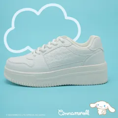 【シナモロール】サンリオキャラクターズ　1505　ホワイト　型押し厚底スニーカー　22.5～25.5cm 【正規ライセンス商品】のサムネイル