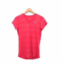 プーマ PUMA 国内正規品 カットソー Tシャツ 半袖 Vネック ボーダー ピンク /KT11
