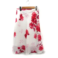 クードシャンス CdeC COUP DE CHANCE フレア スカート ロング 花柄 36 アイボリー 白 /KT4