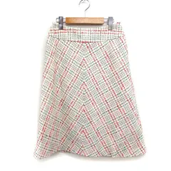 サマンサモスモス SM2 チェック柄 フレアスカート ひざ丈 ウール M オフホワイト 白 /FT6