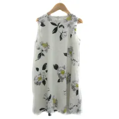 フレイアイディー FRAY I.D ワンピース ひざ丈 ノースリーブ ラウンドネック 花柄 0 S マルチカラー 白 ホワイト /YS13