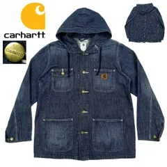 【B3729】Carhartt カーハート デニムジャケット カバーオール フード付き サイズM