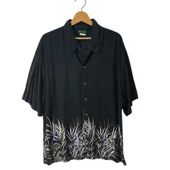 MOUNTAIN アロハシャツ 総柄 US古着 ボタンダウン オープンカラー 開襟シャツ レーヨンシャツ 半袖 シャツ オーバーサイズ ビッグシルエット China製 メンズ XXLサイズ ブラック