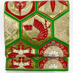 C 袋帯 六通柄 亀甲文様 菊 楓 金銀糸 424センチ - メルカリ