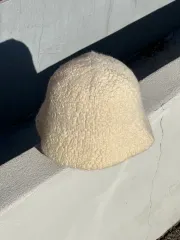 M-L ヴィンテージ アイボリー ボア バケットハット 帽子