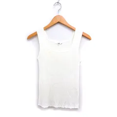 23区 オンワード樫山 リブ ニット タンクトップ ノースリーブ 無地 38 オフホワイト 白 /FT41