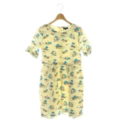 シップス SHIPS 総柄ワンピース ノーカラー リネン混 38 ベージュ マルチカラー /CX ■ECB001