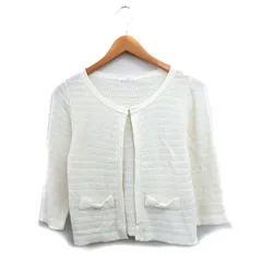 カールパークレーン KarL Park Lane ニット カーディガン 七分袖 ラメ M アイボリー 白 /KT34