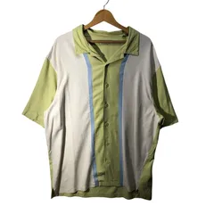 アロハシャツ 総柄 US古着 ボタンダウン オープンカラー 開襟シャツ シルクシャツ 半袖 シャツ オーバーサイズ ビッグシルエット China製  XLサイズ マルチカラー