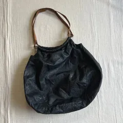 希少　～00s　archive　LA VITA SPIRITOSA　シワ加工　本革　リアルレザー　ツギハギ　パッチワーク　ブラック　トートバック　ハンドバック　持ち手ブラウンレザー　肩掛け　一点物　Y2K　C-BOY　グランジ　leather hand bag