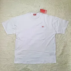 タグ付き未使用 DIESEL ディーゼル 半袖 Tシャツ XL メンズ 丸首 ホワイト 白 ワンポイント ロゴ ブランド 新品 大きいサイズ コットン