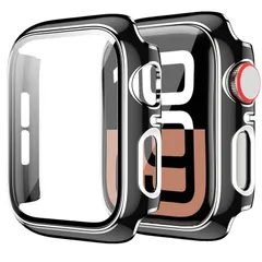 【数量限定】Series SE3/SE2/SE/6/5/4 40mm カバー 対応 Apple Apple Watch保護ケース PC+ガラス アップルウォッチ 素材 3D曲面エッジ 高透過率 ケース 全面保護 防塵 Watch キズ防止 軽量(40mm，ブラ