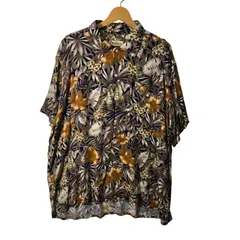 BARRY BRICKEN アロハシャツ 総柄 US古着 ボタンダウン オープンカラー 開襟シャツ レーヨンシャツ オーバーサイズ ビッグシルエット ホンコン製 XLサイズ マルチカラー