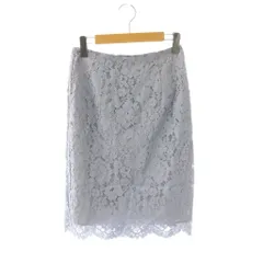 ナチュラルビューティーベーシック NATURAL BEAUTY BASIC タイトスカート レース 膝丈 S サックスブルー /DO ■GY60