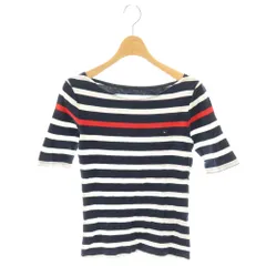 トミーヒルフィガー TOMMY HILFIGER カットソー 半袖 ボーダー コットン XS 白 紺 赤 /NR ■ECC001