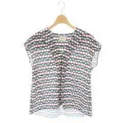 ユナイテッドアローズ UNITED ARROWS ブラウス フレンチスリーブ プルオーバー 総柄 白 マルチカラー /NR ■ECC001