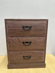 【美品】木製 3段 小引き出し アンティーク調 チェスト 木目調