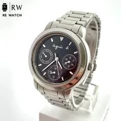 【中古】agnès b. V33J-0010 クォーツ腕時計 黒文字盤のサムネイル