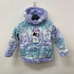 P593-1416623 Disney アナと雪の女王 キッズ リバーシブル ジャケット 4T 約100〜110cm ファーフード付き 子供服