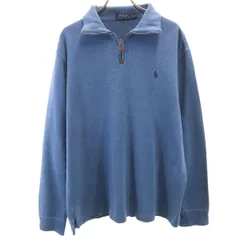 POLO RALPH LAUREN ポロラルフローレン 長袖 ハーフジップ ニット M ブルー メンズ 古着