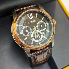 新品電池 美品 シチズン 腕時計 ブラウン ゴールド レザー ソーラー
