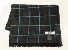 TAKEO KIKUCHI シルク100％ ダークブラウン ブルーチェック柄 格子模様 薄手 マフラー 2-P113/1/NP