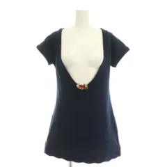 シンシアローリー CYNTHIA ROWLEY チュニック ワンピース 2 紺 ネイビー 半袖 花モチーフ装飾 CCKAV-29170 /YM ■GY60