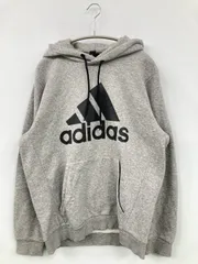 adidas アディダス パーカー O グレー コットン 裏起毛 前面プリント ブランドロゴ プルオーバー 長袖