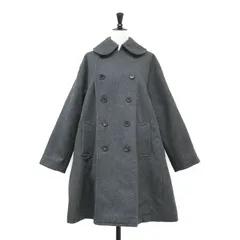 【美品】COMME des GARCONS COMME des GARCONS コムデギャルソン コート グレー サイズ:XS | 23秋冬 丸襟 メルトン ロング コート RL-C006 | ダブル オーバーサイズ Aライン【レディース】【中古】