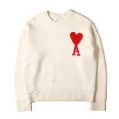 AMI Alexandre Mattiussi アミアレクサンドルマテュッシ ニット ホワイト 白 サイズ:M | ハートロゴ クルーネク メリノウール ニット | トップス セーター【メンズ】【中古】のサムネイル