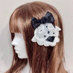 ローズレースツインリボンクリップ　ロリィタ　ハンドメイド