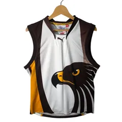 PUMA  AFL ON-FIELD プーマ ゲームシャツ タンクトップ ユニフォーム HAWKS フットボール フロントプリント オーストラリア製 Lサイズ ブラウン ホワイト