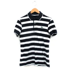 ラコステ LACOSTE 国内正規品 ポロシャツ 半袖 コットン ボーダー ワンポイント ロゴ 3 ネイビー 紺 /KT23