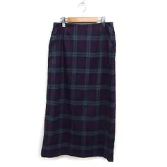 アンコキーヌ Anne Coquine タグ付き チェック柄 タイトスカート ロング丈 スリット M ネイビー 紺 グレー 灰 /FT5