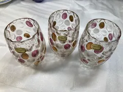 【希少】ボヘミアガラス チェコスロバキア製 ヴィンテージグラス 3客 シール付
