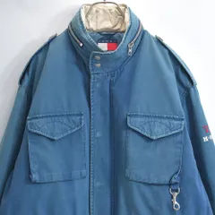 90s TOMMY HILFIGER トミー ヒルフィガー ナチュラルエイジング フェードブルー M-65型フィールドジャケット ミリタリー アウター ヴィンテージ ビンテージ USA アメリカ古着 メンズXL相当のサムネイル