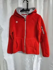 デサント レディース レッド フリース フーデッド ジップアップ (1713)