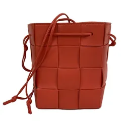BOTTEGA VENETA(ボッテガヴェネタ) ショルダーバッグ スモール カセット クロスボディ バケットバッグ オレンジレッド レザー