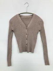 カーディガン/ボレロ S ベージュ 無地 ショート丈 長袖