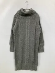 Couture brooch クチュールブローチ ワンピース 36 グレー ナイロン 無地 長袖 ひざ丈 タイト