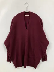 chocol raffine ショコラフィネ ニット/セーター M レッド 無地 ミドル丈 長袖 Vネック