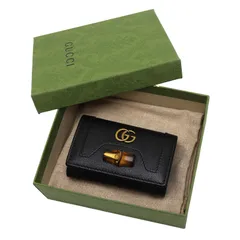 【新品同様】グッチ　6連キーケース　GGマーモント　バンブー　レザー　ブラック　658636