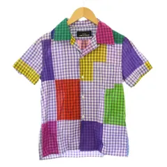 トリココムデギャルソン tricot COMME des GARCONS AD2018 オープンカラーシャツ カジュアル 半袖 チェック柄 S 紫 パープル マルチカラー /BB